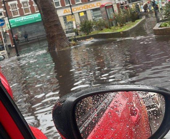 Flooding at the bottom of Muswell Hill