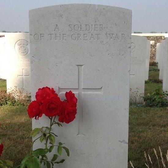 A headstone in a World War One cemetery