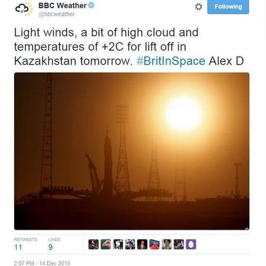 BBC Weather tweet