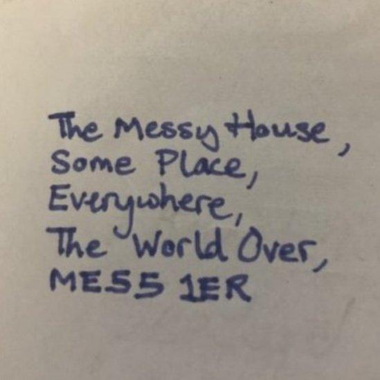 A letter addressed to The Messy House