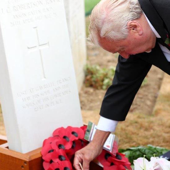 Relatives at grave