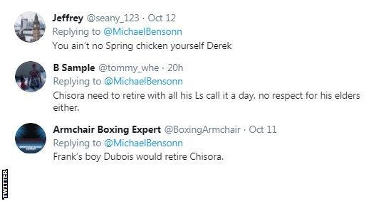 Twitter reaction to Frank Warren and Derek Chisora beef