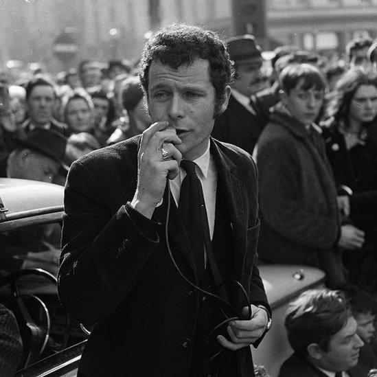 Eamonn McCann, speaking at an event in the Bogside area of Derry in April 1969