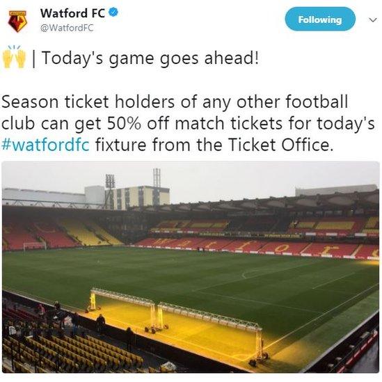 Watford tweet