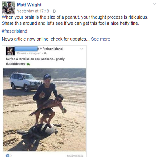 Matt Wright's Facebook page showing Ricky Roger's Instagram post