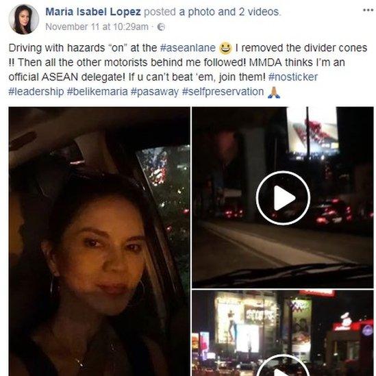 Maria Isabel Lopez's Facebook posting