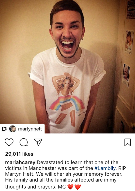 Mariah Carey's tribute to Martyn Hett