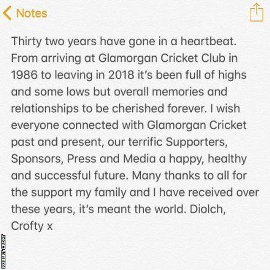 Robert Croft statement on Twitter