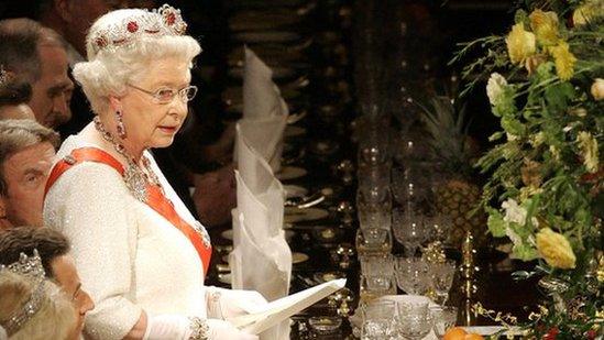 The Queen at a State Banquet