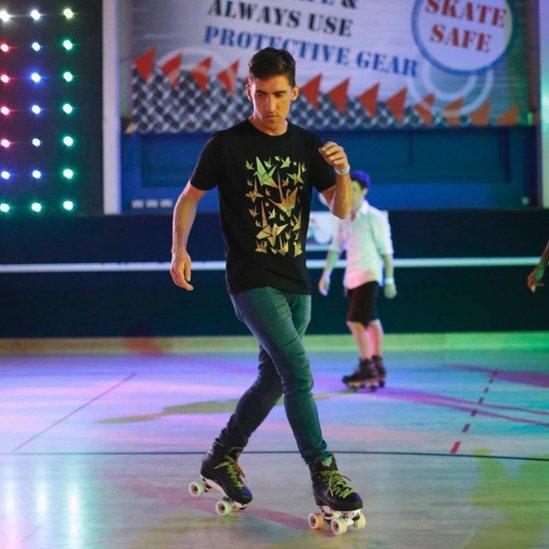 Paddy Mitchell at a skate rink