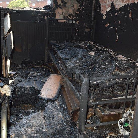 Bedroom after fire