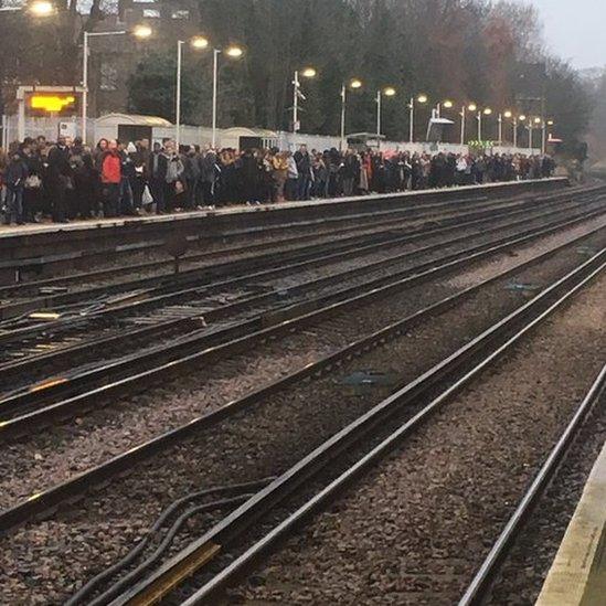 Passengers on a platform