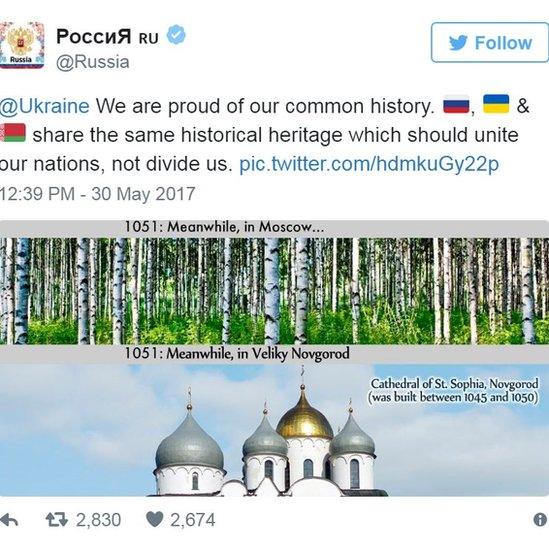 Screen grab of tweet by @Russia