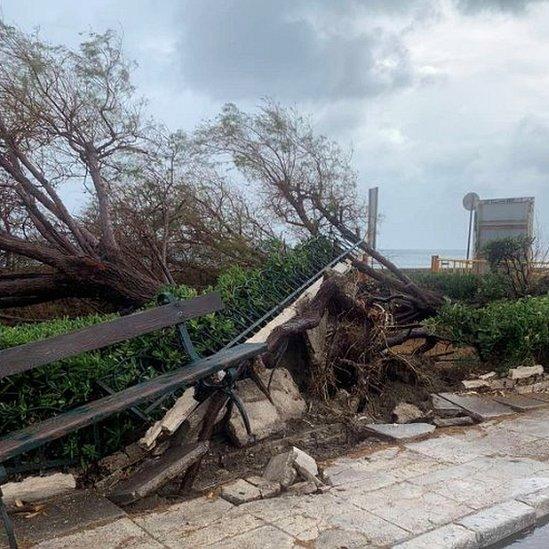 Medicane storm damage on Zakynthos, 18 Sep 20