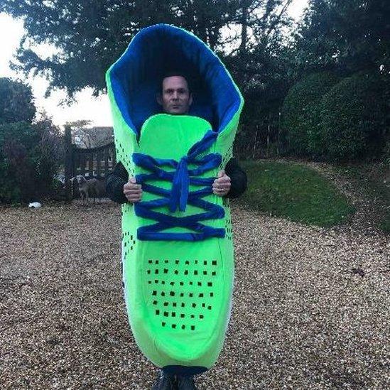 Man dressed as a shoe