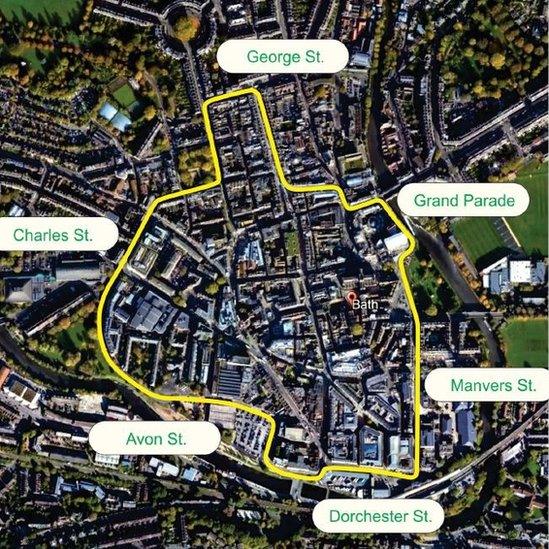 The possible tram route in Bath