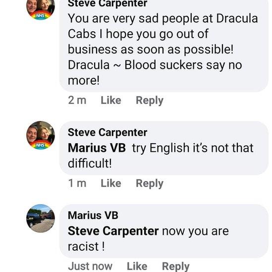 Facebook comments made by Mr Carpenter