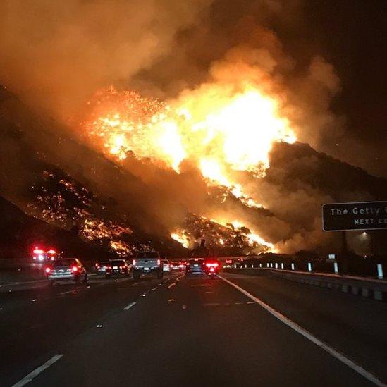 Wildfire image near Getty Centre