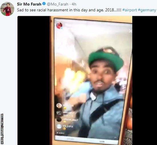 Mo Farah posted a video of the alleged incident on social media