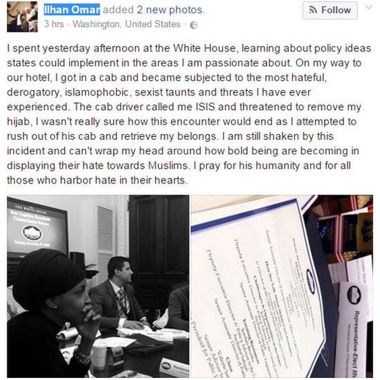 Ilhan Omar's Facebook post