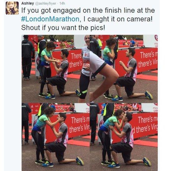 Photos of London marathon proposal