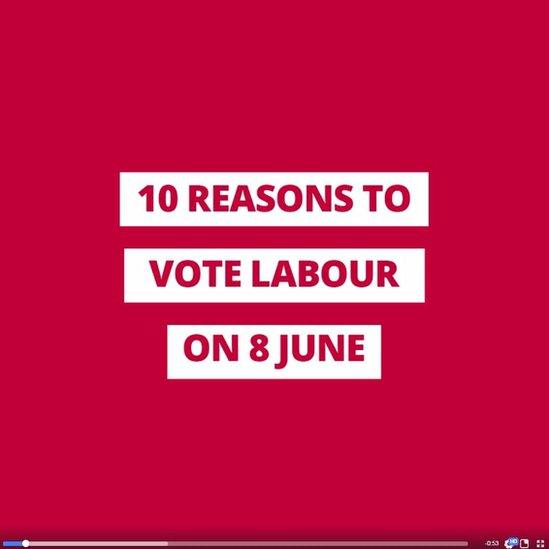 Advert saying "10 reasons to vote Labour on 8 June"