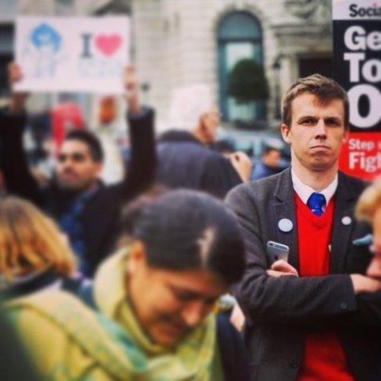 Photo of Dagan Lonsdale at Junior Doctors protest