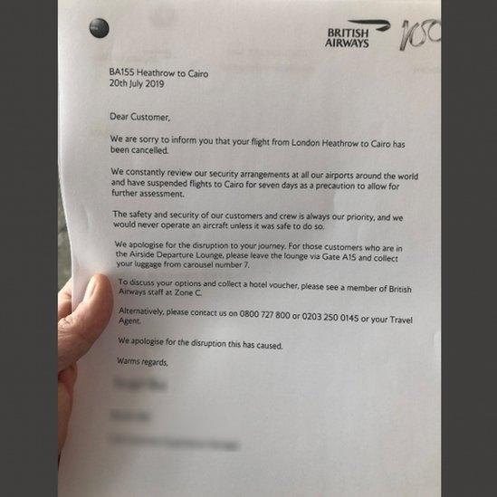 British Airways letter