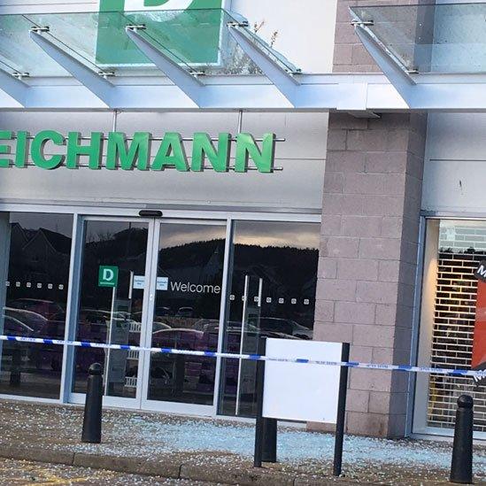 Broken glass at Inshes Retail Park