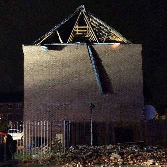 Storm-damaged roof