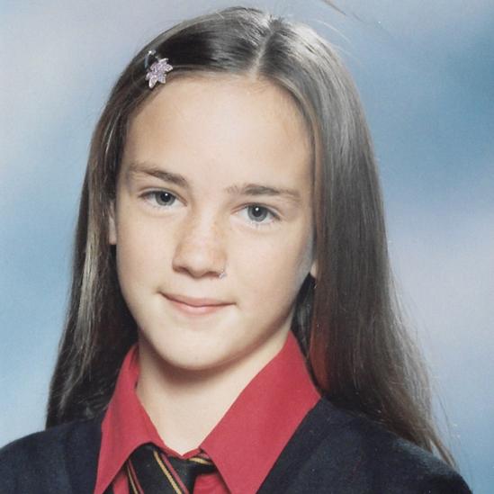 Kirsty in year 8 of secondary school, one year before her diagnosis