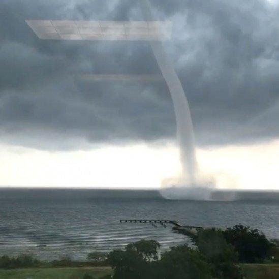 A waterspout was spotted over Lake Pontchartrain