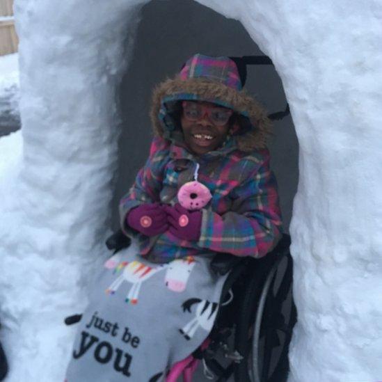 Zahara was delighted with the igloo her dad made for her