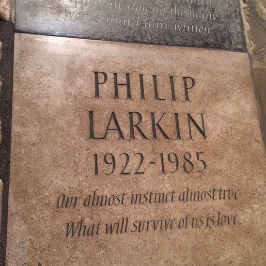 Memorial to Philip Larkin at Wesminster Abbey