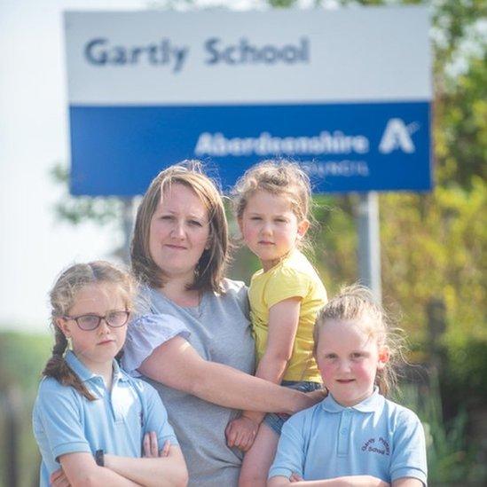 Angela Lumsden with daughters, Hannah, nine, Lucy, seven, and four-year-old Beth