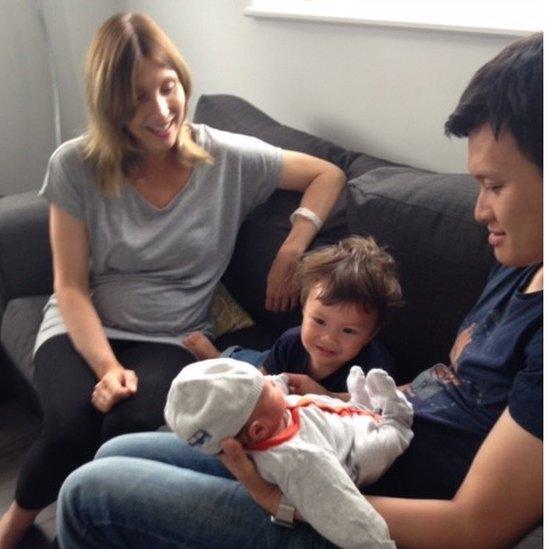 The Nguyen family with baby Hayden