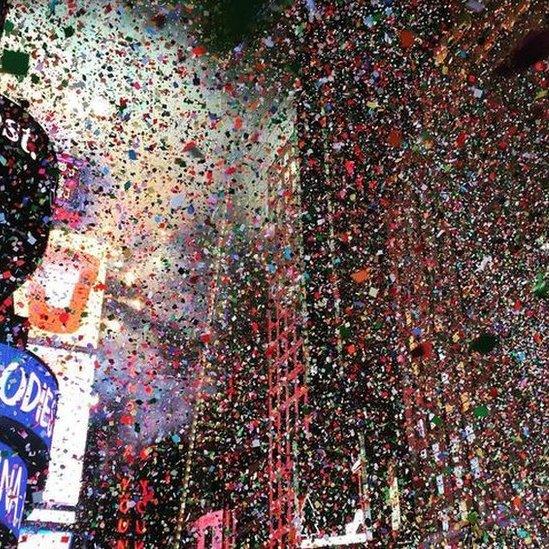 New Year's Eve fireworks in Times Square, New York, US