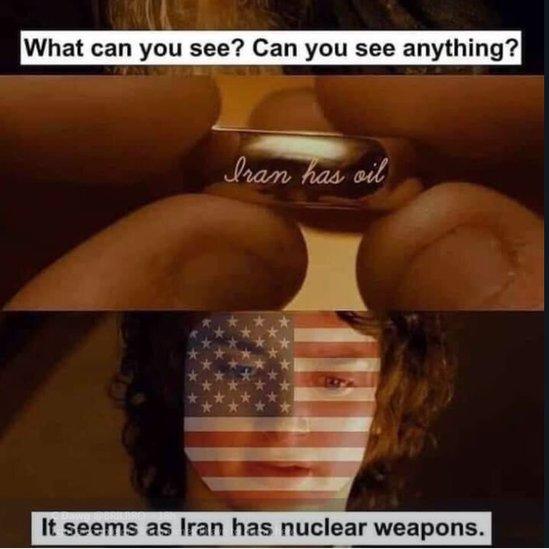 Lord Of The Rings meme. What can you see? Can you see anything? It seems as Iran has nuclear weapons