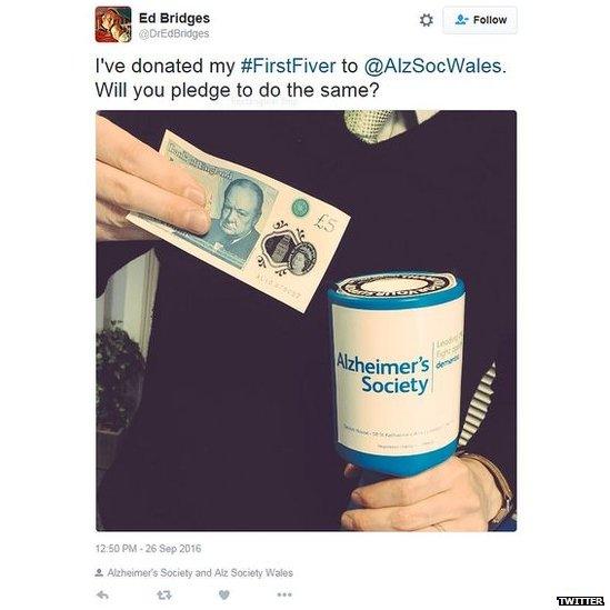 I've donated my #firstfiver to @AlzSocWales