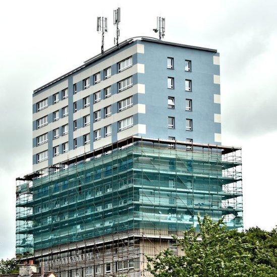 Carnet House in Dundonald is currently being refurbished with cladding