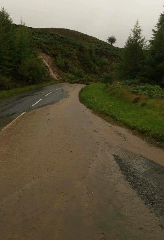 A landslide due to the heavy rain at the Gortin Glens in County Tyrone