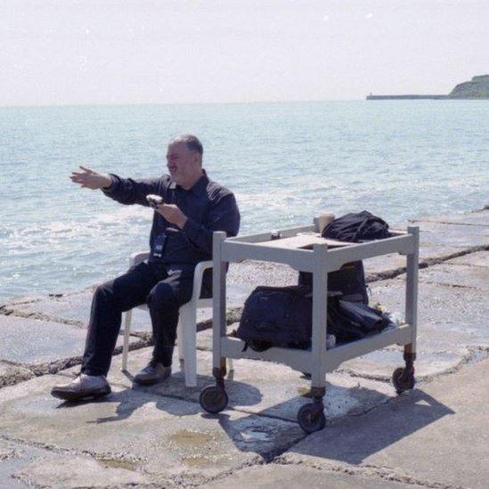 Artist Spencer Tunick on Folkestone beach