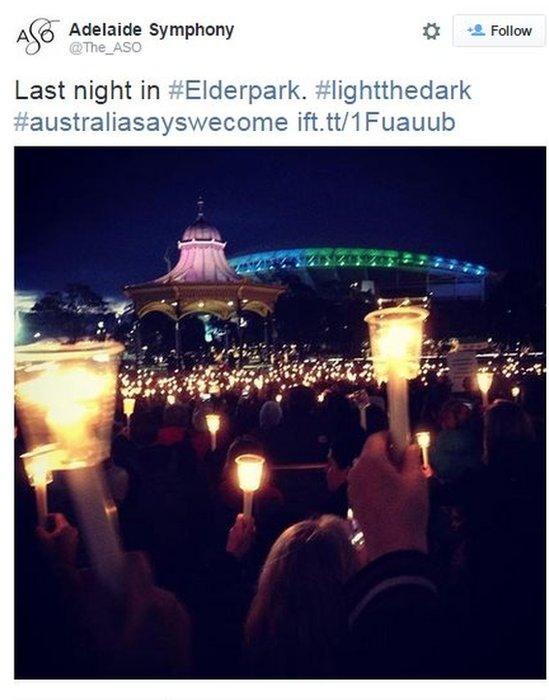 Last night in #Elderpark. #lightthedark #australiasayswecome