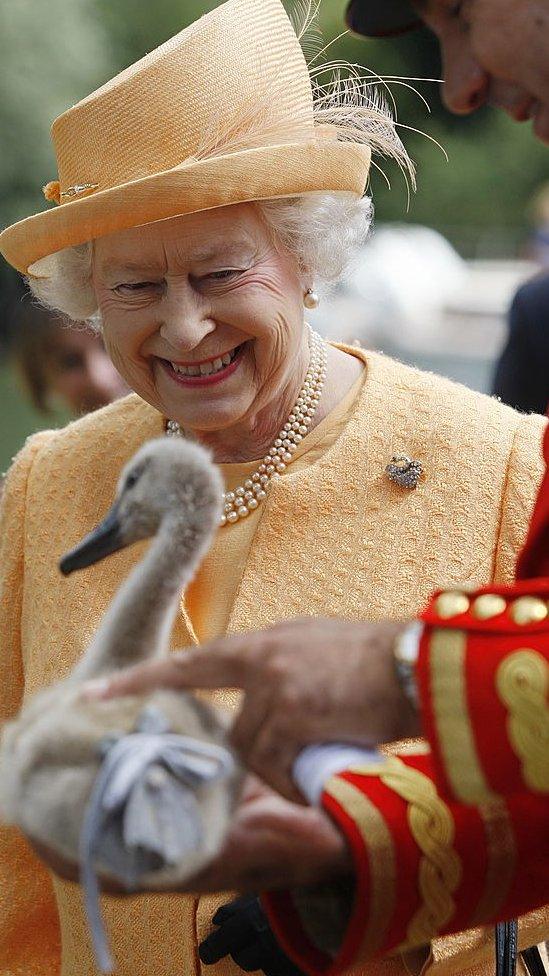 The Queen at the swan upping in 2009