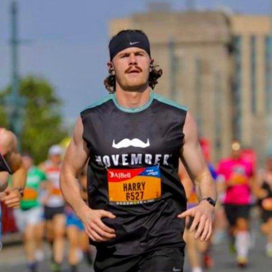 Harry Cleary in his running gear and Movember t-shirt at a previous race