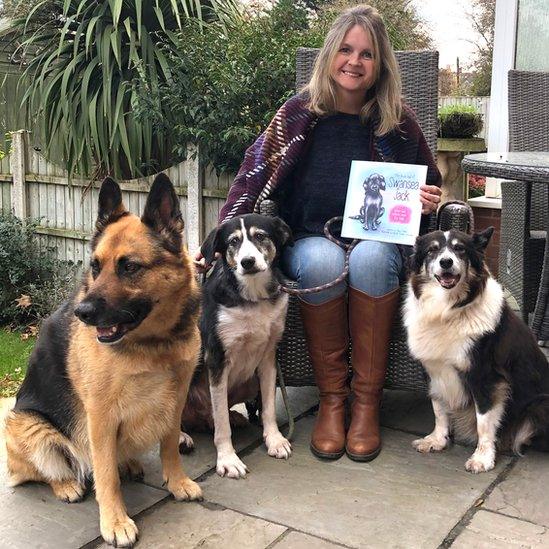 Gayle Simmonds with dogs Ava, Bailey and Coco