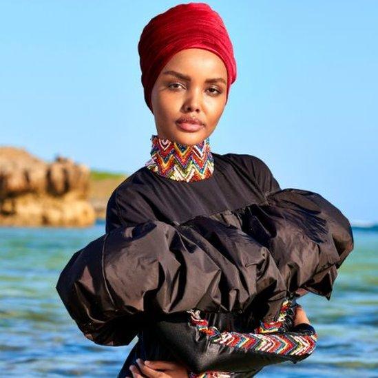 Halima Aden in a burkini