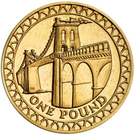 £1 coin featuring Menai Bridge