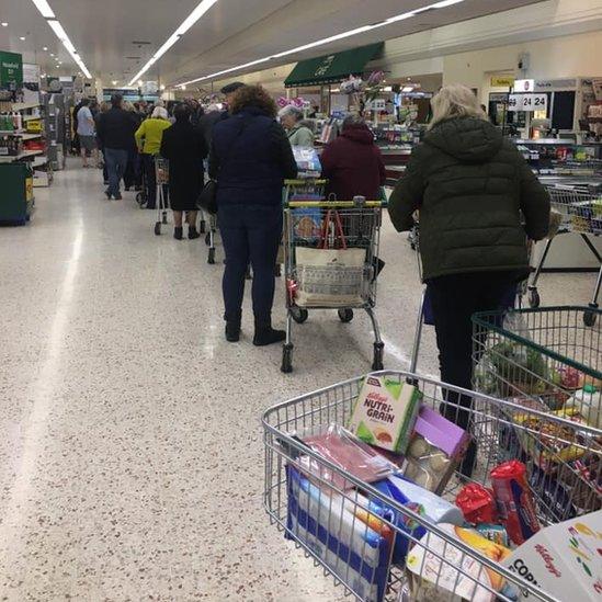 Queues in Morrisons in Kettering