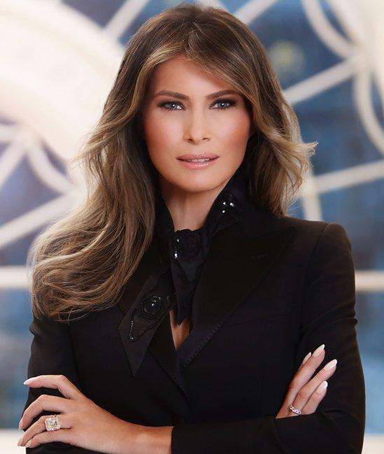 First Lady Melania Trump is seen in her first official portrait at the White House